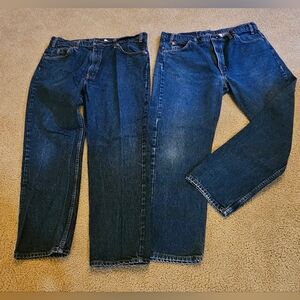 Levi's 505 Men's Relaxed Fit Dark Blue Jeans 40x30 TWO pairs.